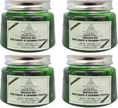 Khadi Pure Herbal Aloevera Gel with Liquorice & Cucumber Extracts (Green)(pack of 4)(800 g)