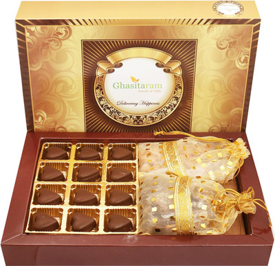 

Ghasitaram Gifts Big Box of Sugarfree Chocolates Hearts , Almonds and Sugarfree Figs and Dates Bites Combo(3)