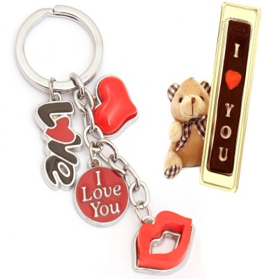 

Ghasitaram Gifts Valentine- Hanging Love Keychain with Teddy and Chocolate Combo(3)