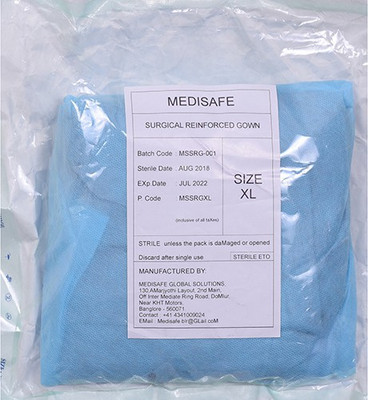 

Medisafe Disposable Surgical Reinforced Gown (Large) Gown Hospital Scrub(Blue L)
