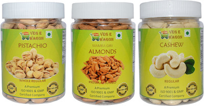 

Veg E Wagon Pista Whole Reg,Mamra Almonds Pre&Cashew Reg(250 Each) Pistachios, Almonds, Cashews(750 g, Plastic Bottle)
