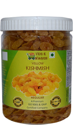 

Veg E Wagon Kishmish (Raisins) Yellow Regular 500 In Pet Jar Raisins(500 g, Plastic Bottle)