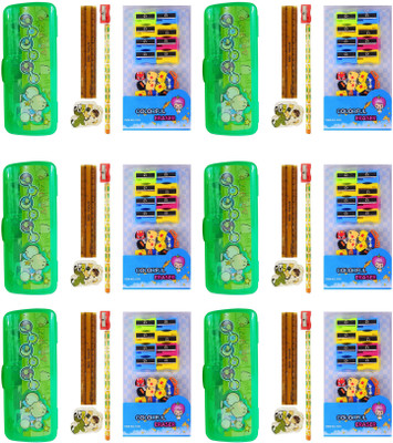 

Confidence School Accessories For Kids Boys And Girls, Best Return Gift Item, Set Of 6 Stationary Set Art Plastic Pencil Boxes(Set of 144, Multicolor)