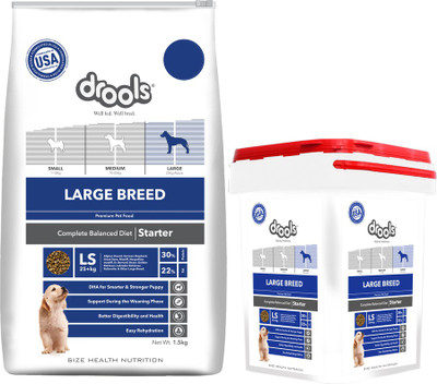 

Drools Large Breed Starter, Premium Chicken 1.5 kg Dry Dog Food