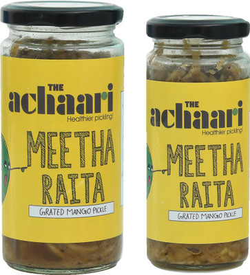 

The Achaari Meetha Raita Grated Homemade Mango Pickle, Combo Pack (400 Grams + 250 Grams) Mango Pickle(650 g, Pack of2)