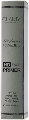 

Clamy Pores Free HD Face Primer (Silky Smooth Velvet Matte) Primer - 30 ml(Clear)