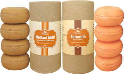 

Florous Multani Mitti Luxury Facial and Scrubbing Soap + Turmeric Natural Bath Soap ( 8 x 100 gm )(800 g, Pack of 8)