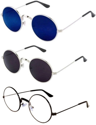 Shaah Collection Round Sunglasses(For Men & Women, Clear)