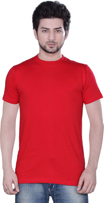 zebu Solid Men Round Neck Red T-Shirt