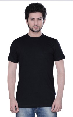 zebu Solid Men Round Neck Black T-Shirt