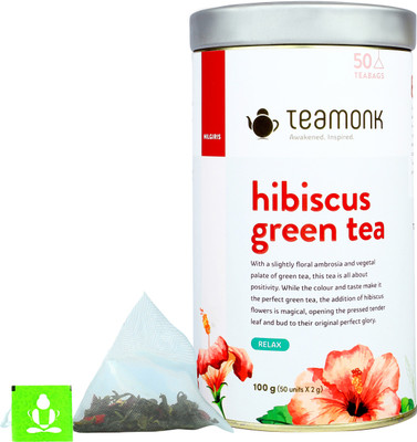 

Teamonk Global Nilgiris Hibiscus Green Tea, 50 Pyramid Teabags | Fruit Tea for Relaxation Hibiscus Green Tea Bags(50 Bags, Tin)