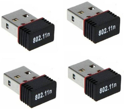 

Teratech (Pack of 4) 1000Mbps Wifi 2.0 Usb Dongle Connector 802.11n Wi Fi 2.4GHz Wireless LAN Network Card External For PC Desktop Laptop Wireless USB Adapter(Black)