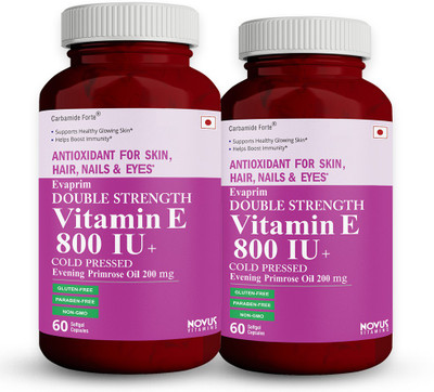 

Carbamide Forte Vitamin E 800 IU & Evening Primrose Oil 200mg for Skin, Face, Hair Growth & Eyes(120 No)