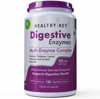 

HealthyHey Nutrition Digestive Enzyme - Multi Enzyme Complex - 75mg - 120 Vegetable Capsules(75 mg)