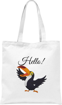 

Rawpockets ' Hello-Toucan Bird ' - White Colour Tote Bag Multipurpose Bag(White, 12 inch)