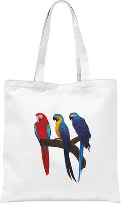 

Rawpockets ' Cute Red & Blue Parrots ' - White Colour Tote Bag Multipurpose Bag(White, 12 inch)