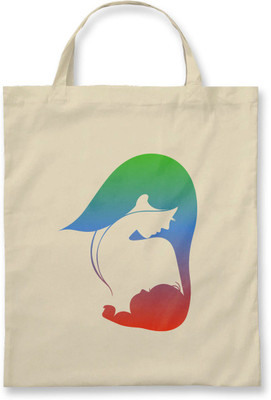 

Rawpockets ' Mom With Baby ' - Natural Colour Tote Bag Multipurpose Bag(Beige, 12 inch)