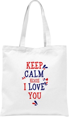 

Rawpockets ' Keep Clam Because I Love You ' - White Colour Tote Bag (Nursery/Play School) Multipurpose Bag(White, 12 inch)