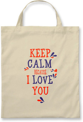 

Rawpockets ' Keep Clam Because I Love You ' - Natural Colour Tote Bag Multipurpose Bag(Beige, 12 inch)