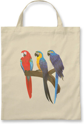 

Rawpockets ' Cute Red & Blue Parrots ' - Natural Colour Tote Bag Multipurpose Bag(Beige, 12 inch)