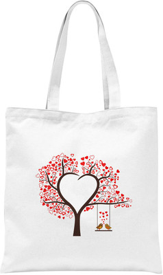 

Rawpockets ' Love Tree With Love Birds ' - White Colour Tote Bag Multipurpose Bag(White, 12 inch)