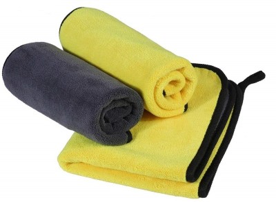 VRT Microfiber Cleaning Cloth for Cleaning, Detailing and Polishing 600 GSM, 40 cm x 30 cm - Pack of 3 (Yellow) Wet and Dry Microfibre Cleaning Cloth(3 Units)