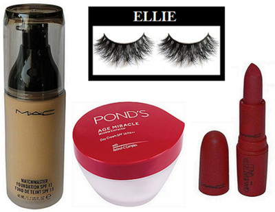

Ellie Eyelashes, Matchmaster Foundation, Gambattista Valli Lipstick, Ponds Age Miracle Cream(Set of 4)