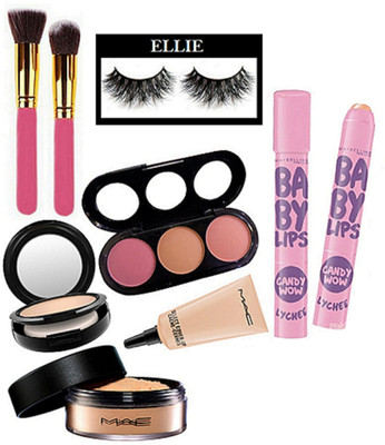 

Ellie Eyelashes,3 Shades Blusher, Compact, Loose Powder, Select Cover-Up Concealer, Makeup Brush 2,Lipbalm 2(Set of 9)