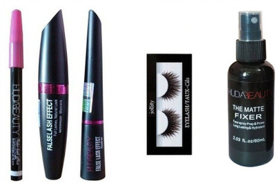 

jollity Eyelash And Huda Beauty 3 In 1 And Huda Beauty Make Up Fixer(Set of 5)