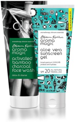 Aroma Magic Combo of Activated Bamboo Charcoal Face Wash and Aloe Vera Sunscreen Gel (100 ml and 100 ml)(2 Items in the set)