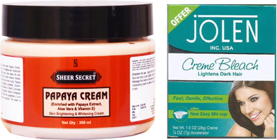 

Sheer Secret Papaya Cream 300ml and Jolen Creme Bleach 35g(Set of 2)
