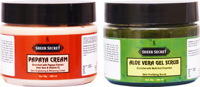 Sheer Secret PAPAYA CREAM 300ML and ALOE VERA GEL SCRUB 300ML(2 Items in the set)