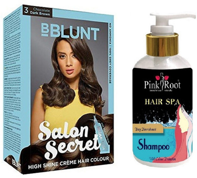 

Pink Root Hair Spa Shampoo with Bblunt 3 Dark Brown Saloon Secret Hair Color(Set of 2)