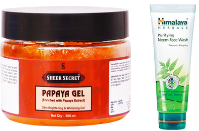 

Sheer Secret Papaya Gel 300ml and Himalaya Neem Face Wash 100ml(Set of 2)