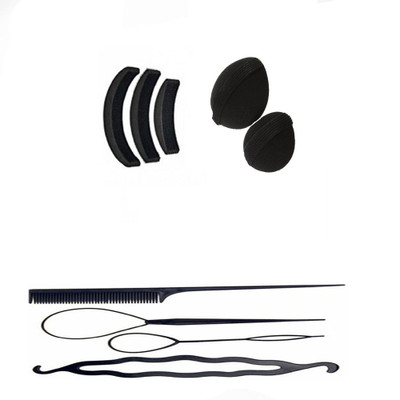 

S R Enterprises hair puff maker hair accessories and juda maker diy kit [pack of 9pcs](Set of 9)
