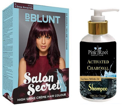 

Pink Root Activated Charcoal Shampoo with Bblunt 4.20 Deep Burgundy Saloon Secret Hair Color(Set of 2)