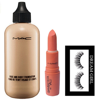 

Dream Girl Eyelashes, Face And Body Foundation, Lipstick(Set of 3)