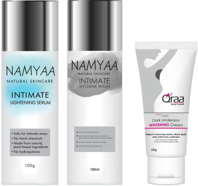 

Qraa Complete Intimate care set(Advanced lacto underarm cream 100gm+Intimate lightening serum 100gm+Intimate wash 100gm)(Set of 3)