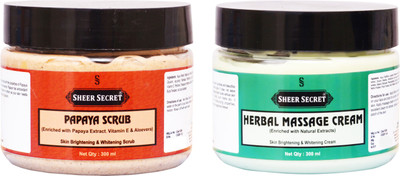 

SHEER SECRET PAPAYA SCRUB 300ML and HERBAL MASSAGE CREAM 300ML(Set of 2)