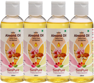 

SimPure 100% Pure Sweet (Edible) Almond Oil Plastic Bottle(4 x 100 ml)