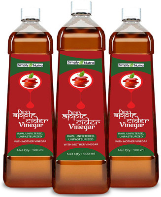 

Simply Nutra With Mother Natural, Raw, Unfiltered Apple Cider Vinegar(3x500 ml, Apple Flavored)