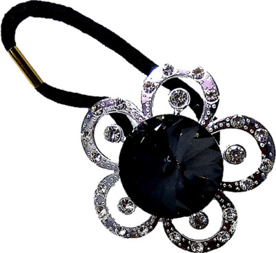 

Proplady Kohinoor Collection Black Rhinestone & Zircons Stud Stylish Elastic Hair Ponytail Band,Hair Tie for Girls & Women|Wedding Hair Rubber Band, Hair Accessory Set, Braid Extension, Bun Clip(Silver)