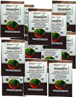 

shagun Gold Himalayan Brown Herbal Heena 20G Pack Of 12 Permanent Hair Color(Green)