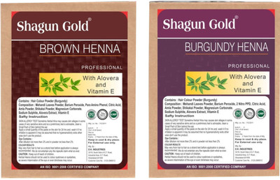 

shagun Gold Brown With Burgundy Color 100X 100Gm Permanent Hair Color(Green)