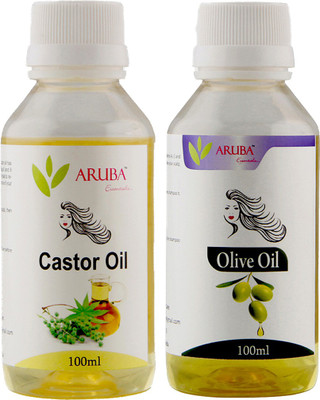

Aruba Essentials 100% Undiluted Natural Castor oil & Oive oil 100 ml Each Hair Oil(200 ml)