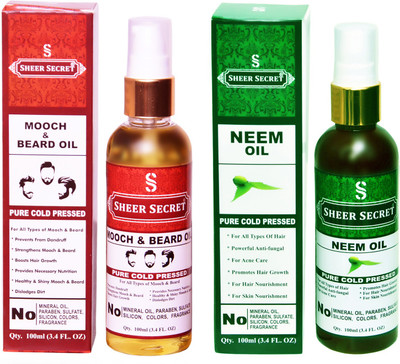 

SHEER SECRET NEEM OIL and MOOCH & BEARD OIL (100% PURE COLD PRESSED OIL) Hair Oil(200 ml)