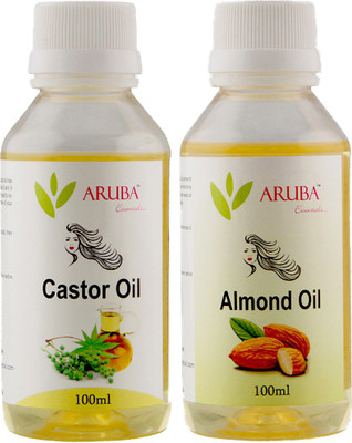 

Aruba Essentials 100% Undiluted Natural Castor oil & Almond oil 100 ml Each Hair Oil(200 ml)