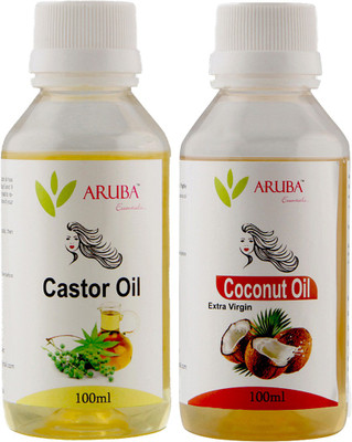 

Aruba Essentials 100% Undiluted Natural Castor oil & Coconut Extra Virgin oil 100 ml Each Hair Oil(200 ml)