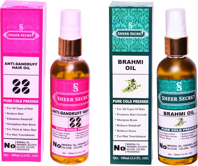 

SHEER SECRET BRAHMI OIL and ANTI DANDRUFF OIL (100% PURE COLD PRESSED OIL) Hair Oil(200 ml)