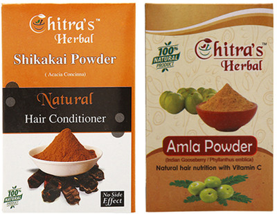 

Chitra's Herbal Natural Shikakai Powder- 100 Gm, Amla Powder- 100 Gm, Set of 2(200 g)